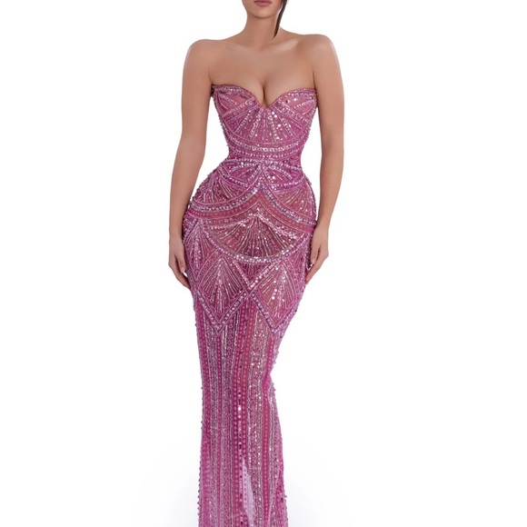 Glamorous Strapless Pink Sequin Dress - Picture 1 of 3